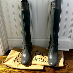 NEW! Women Gray Leather & Suede Boots, Size 41 (European Size)